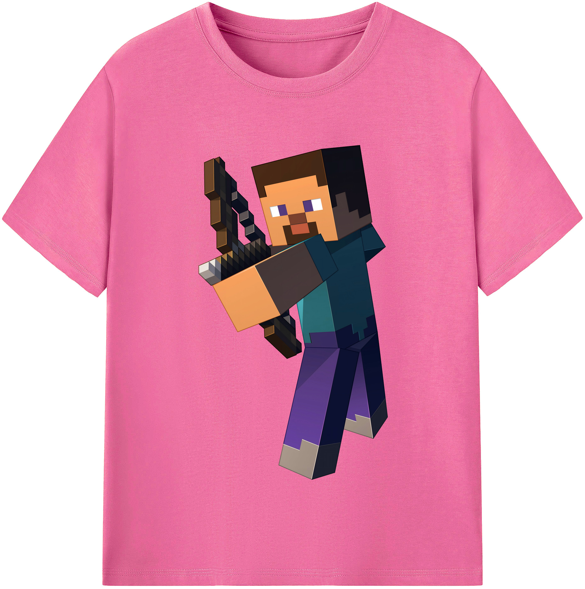 （画像用） マインクラフト ブロックの世界 Minecraft MC Block world レディースカジュアルプリントTシャツ（綿100％）
